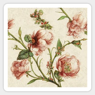 Vintage Peach and Pink Romantic Floral Sticker